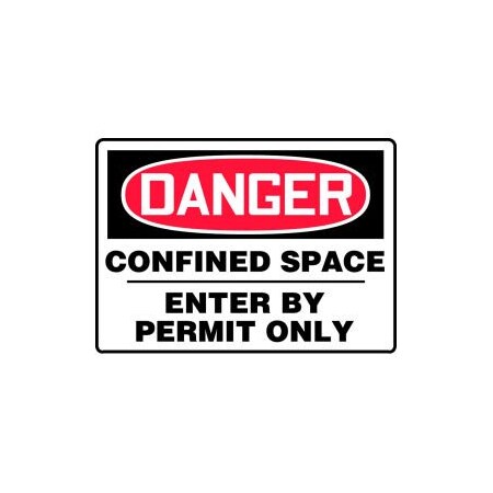 Accuform Accuform Danger Sign, Confined Space Enter By Permit Only, 14inW x 10inH, Aluminum MCSP001VA